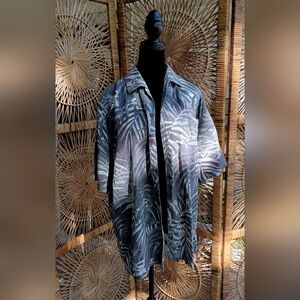 Vintage Tommy Bahama 100% Silk Tropical Leaf Print Short Sleeve Shirt_Large